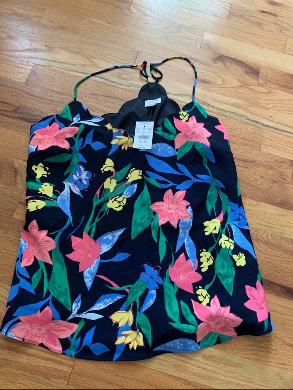 J. Crew Black Floral Dress with Multicolor Print NWT